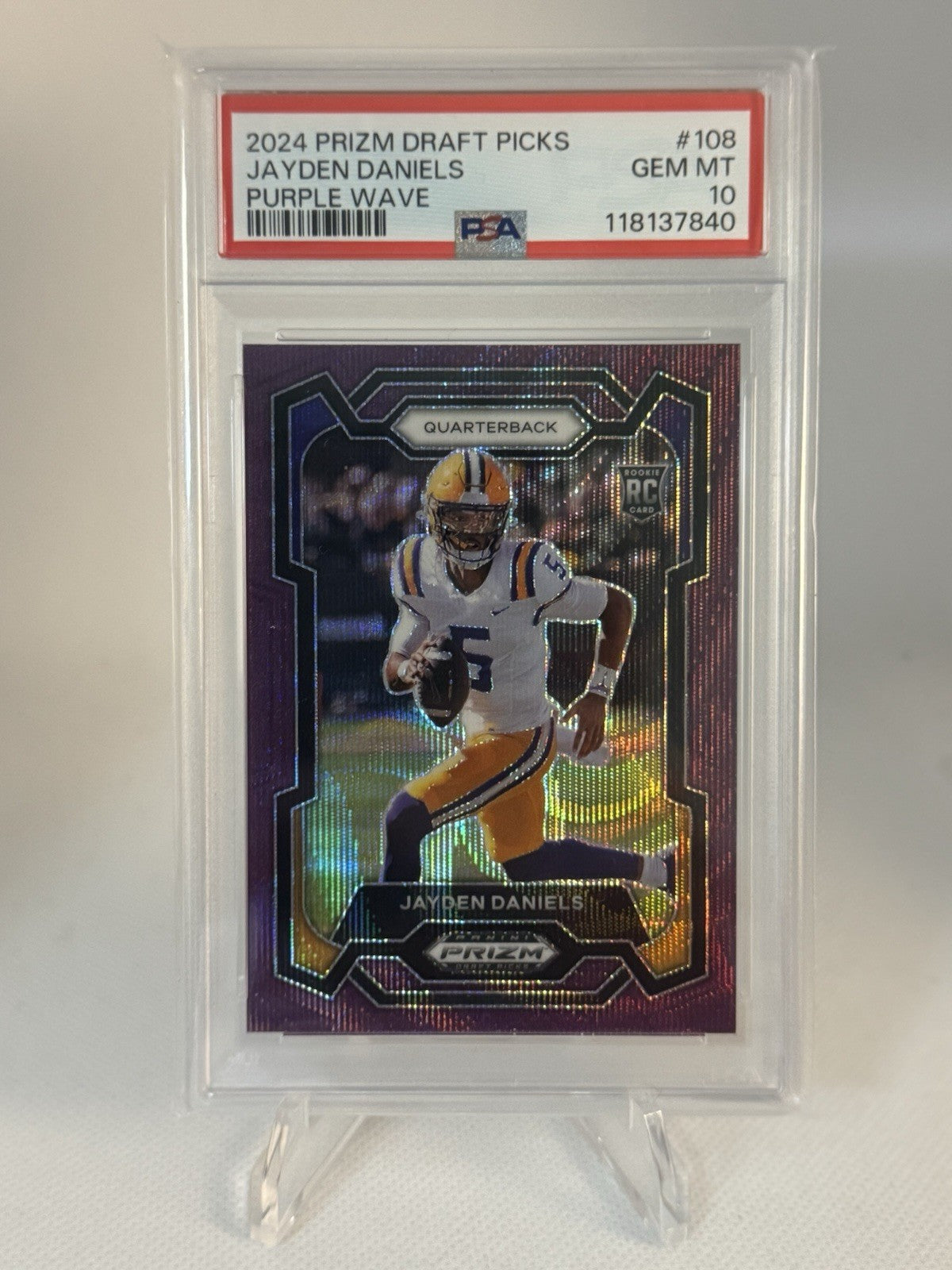 2024 Jayden Daniels RC PSA 10 Prizm Draft Picks PURPLE WAVE - Commanders LSU 🔥