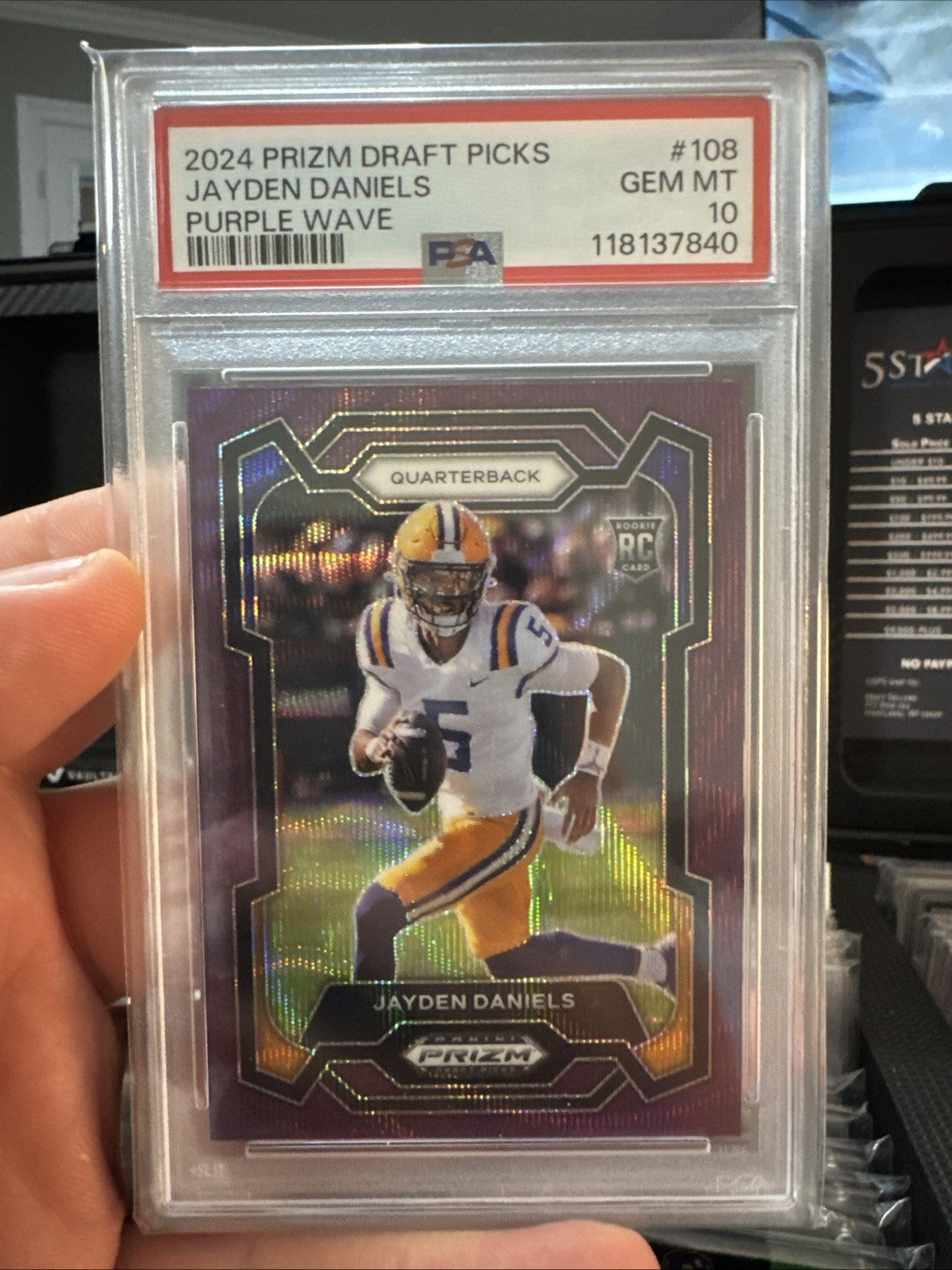 2024 Jayden Daniels RC PSA 10 Prizm Draft Picks PURPLE WAVE - Commanders LSU 🔥